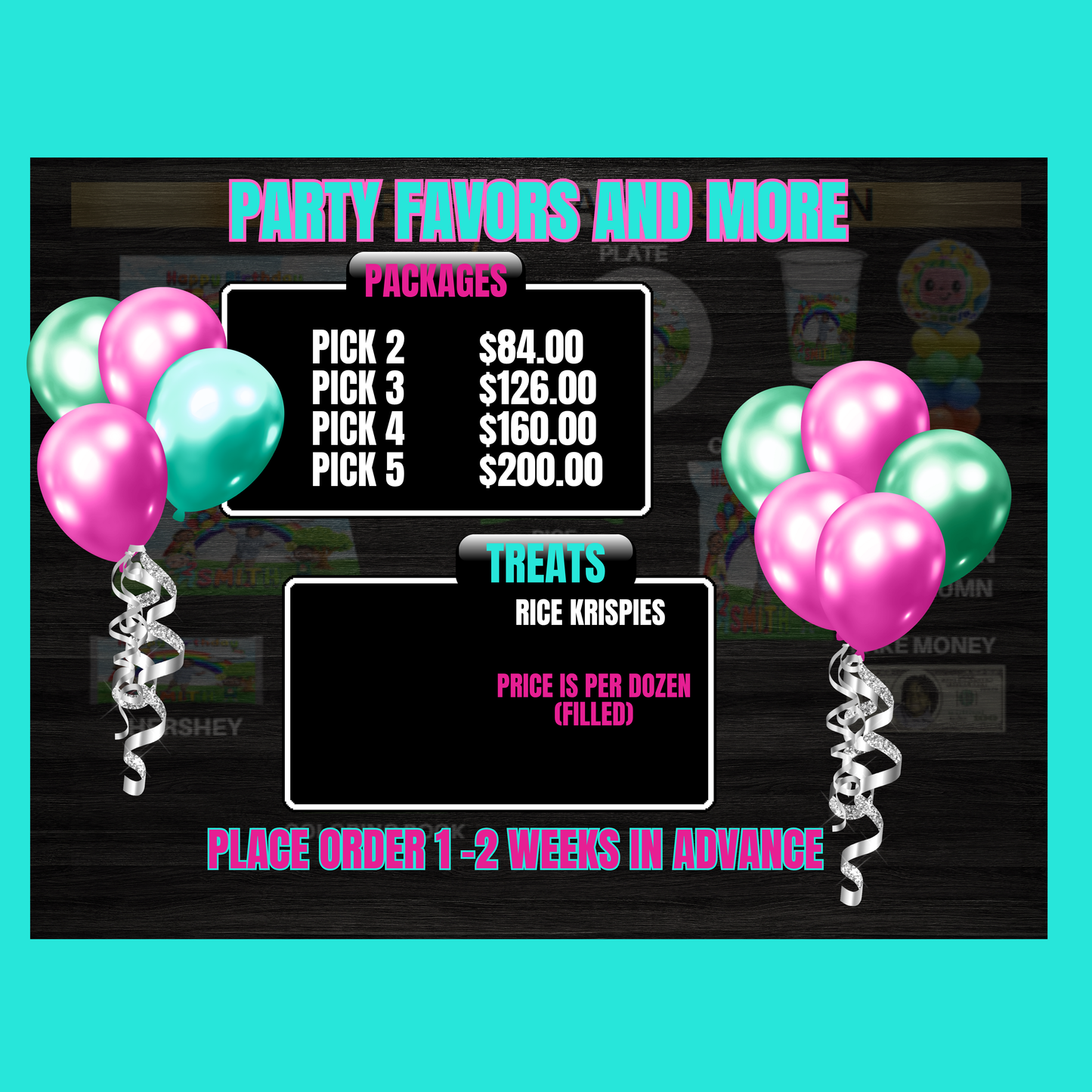 CUSTOMIZED PARTY FAVORS TREATS