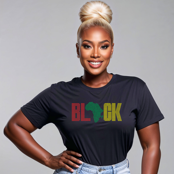 BLACK Rhinestone Front Design T-Shirt – Bling Graphic Tee