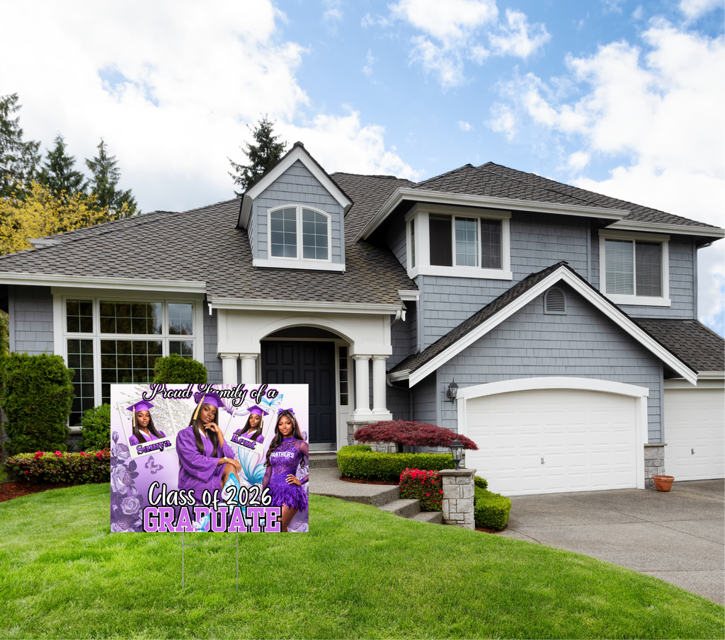 GRADUATION CUSTOM PERSONALIZED YARD SIGN WITH STAKE 18"X24"