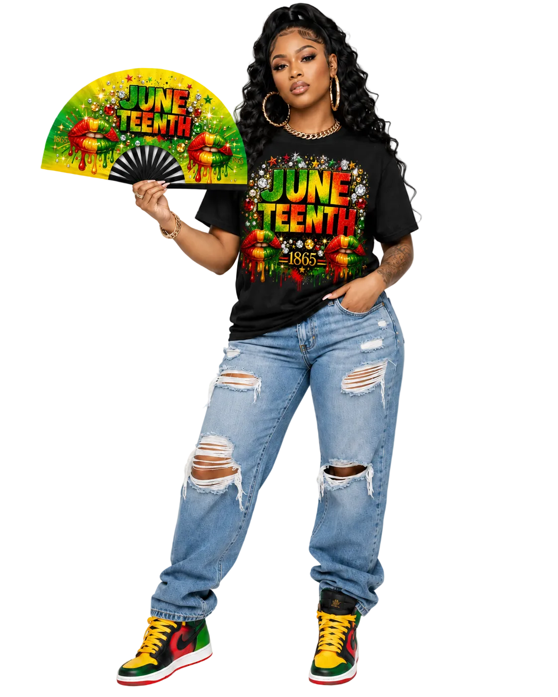 Juneteenth T-Shirt & Clack Fan Bundle | Black Girl Pride Set