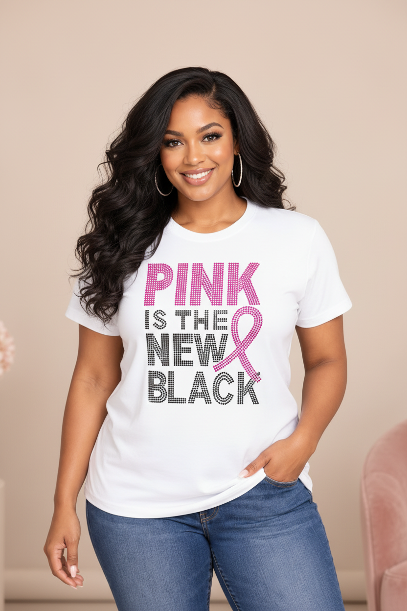 White rhinestone T-shirt mockup showing the original design
